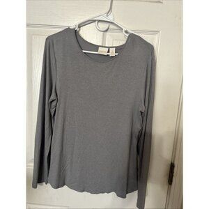 Chicos Silver Glitter Sparkle Long Sleeve Top Size 1
